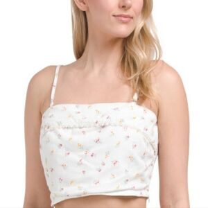 Wildfox Floral White Linen Crop Top Size S thj3